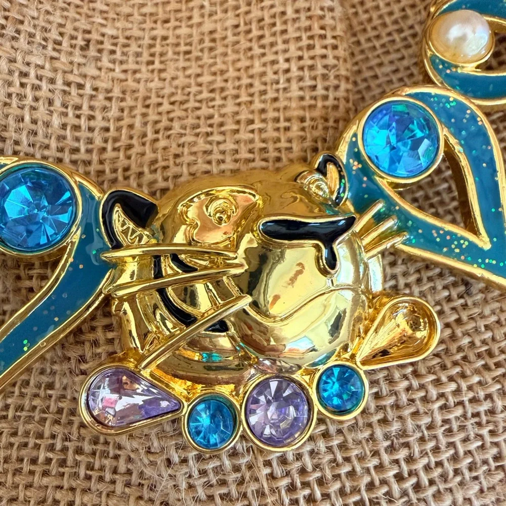 Disney Store London Necklace Princess Jasmine Aladdin Raja Crystal Gold BinBJ